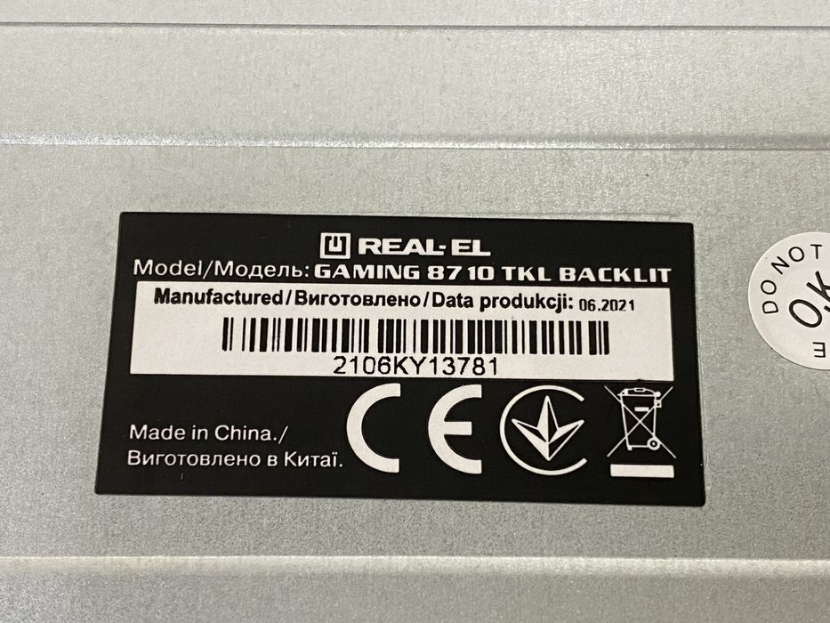 Клавіатура Real-El Gaming 8710 TKL Backlit USB