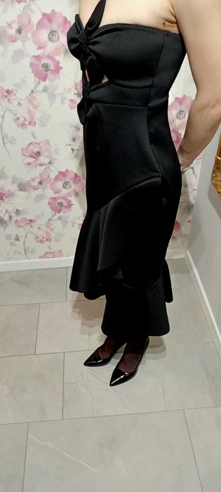 Elegancka czarna sukienka M studniówka
