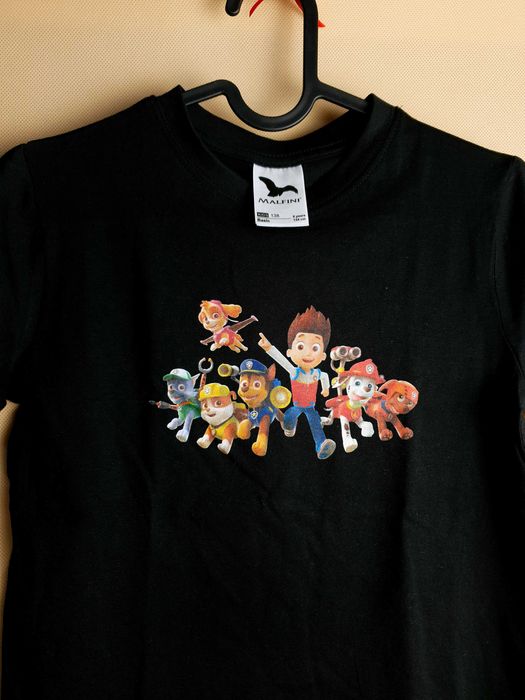 koszulka dziecięca czarna tshirt czarny psi patrol paw 134 8 lat