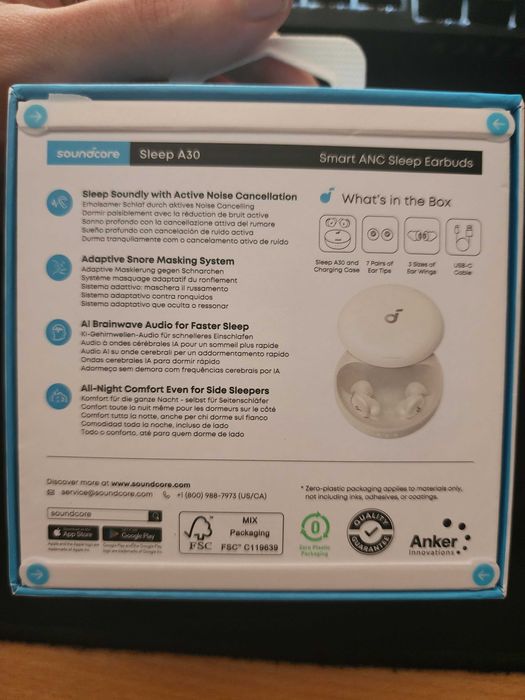 Наушники беруши Anker A30 Soundcore Sleep  Новые, запечатанные