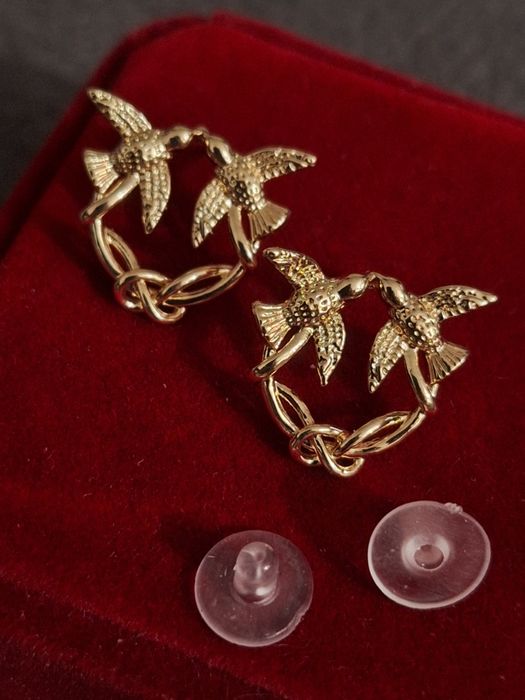 Nowe kolczyki jaskółki pinko 2 kolorze żółtego złota