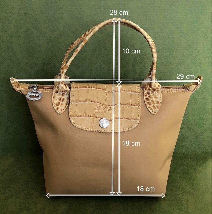 Torebka Longchamp Le Pliage miodowa wzór krokodyla skóra naturalna