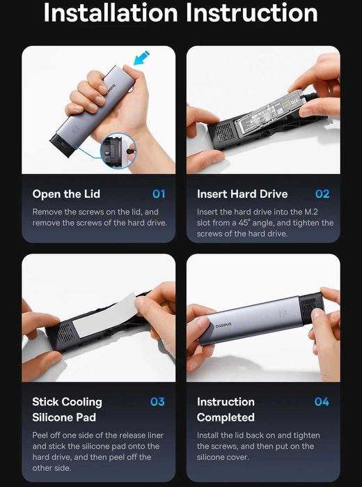 Baseus SSD карман/кишеня M2 NVME/SATA + USB в комплекте