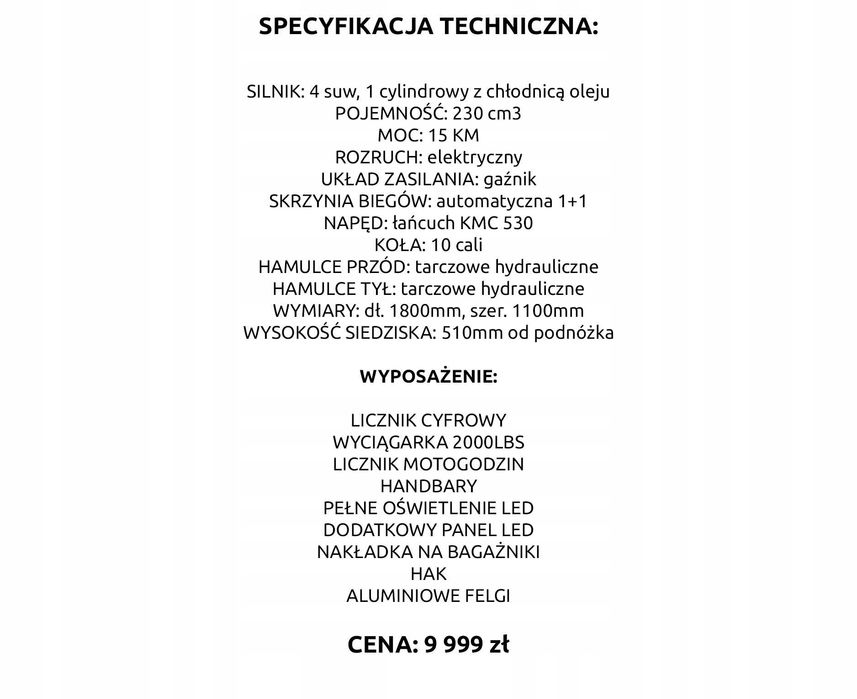 QUAD 250 CC Asix Challenger chellenger wyciągarka transport +gratisy