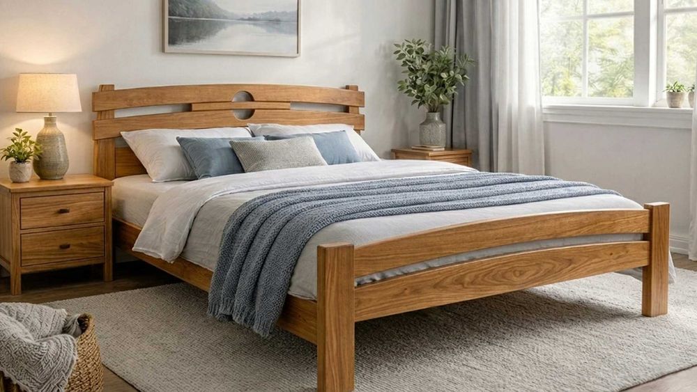 Двоспальне дерев’яне ліжко з вільхи «Ахіллес» 160×200 см Ручна робота