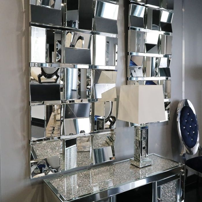 Srebrne lustro glamour prostokątne 80x180 cm