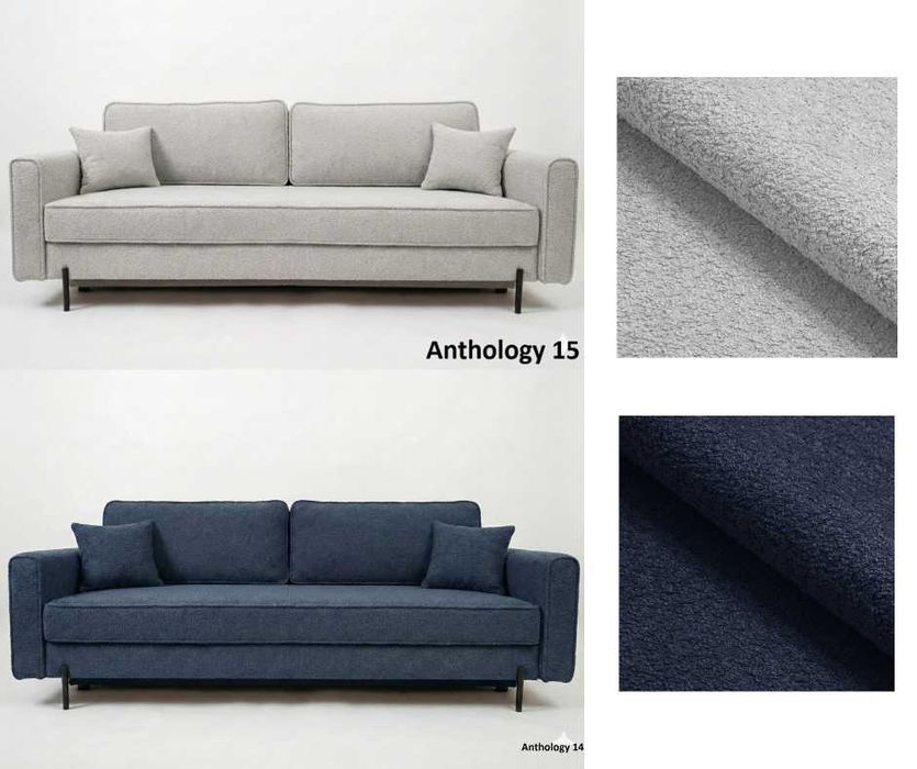 Skandynawska kanapa z funkcją spania Kopenhaga welurowa