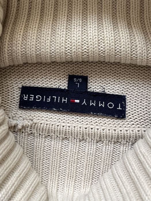 Beżowy golf Tommy Hilfiger | Beige Cotton Knit Turtleneck Old Money