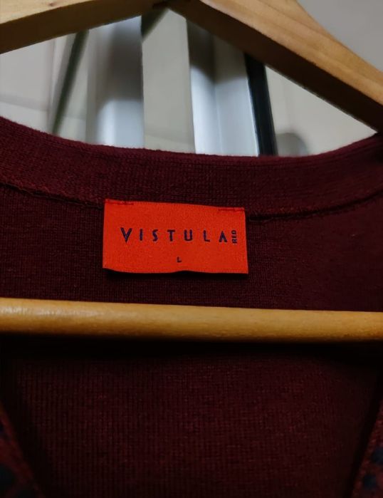sweter kamizelka sweterek L Vistula bezrękawnik materiałowy z dzianiny