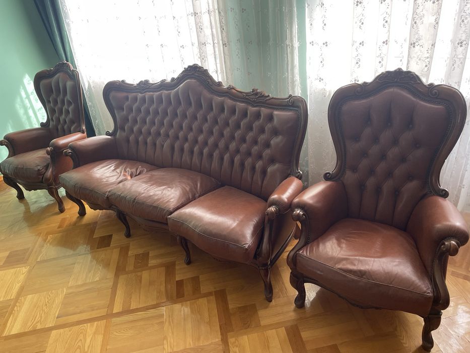 Диван і два крісла Італія шкіра