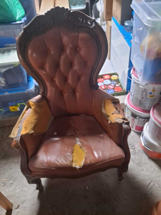 Fotel Ludwik skórzany Antyk