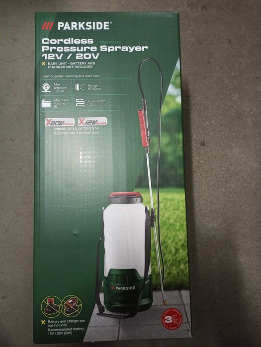 Parkside akumulatorowy spryskiwacz ciśnieniowy, 12/20 V, PDSA 20-Li C2