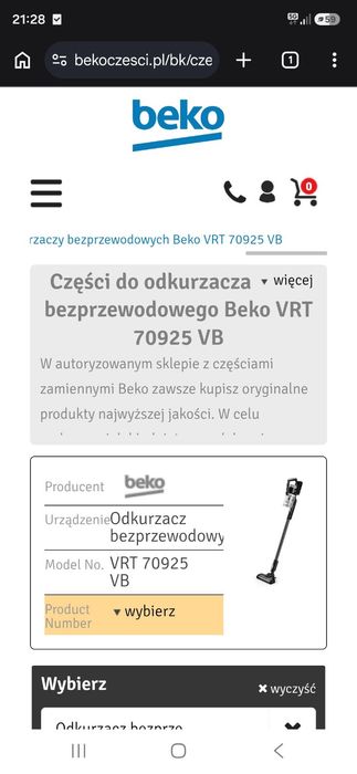 Zasilacz do odkurzacza VRT70925VB