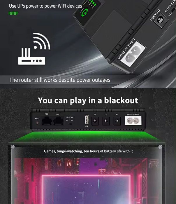 Ups Безперебійник для роутера. 11600  mha. ДБЖ. UPS DC mini