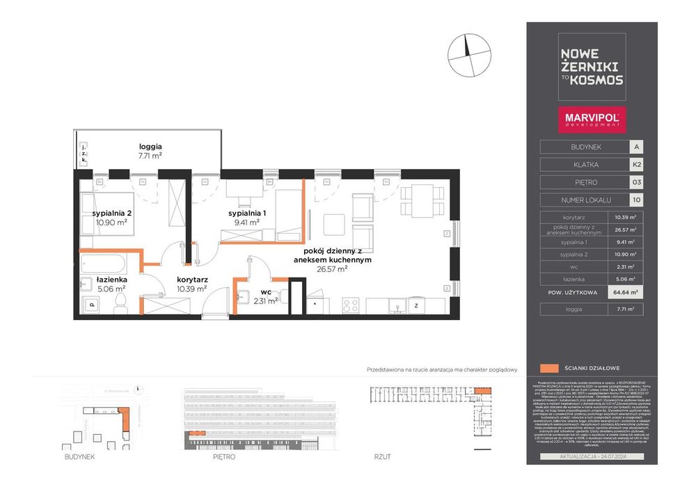 3-pokojowe mieszkanie 64 m² + loggia Bez Prowizji - View 2