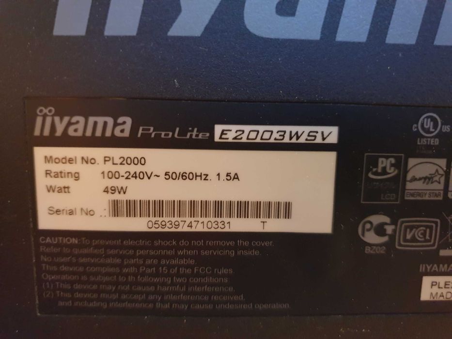 Monitor IIyama Prolite E2003WSV