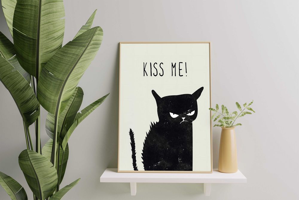 Plakat A3 Kot Kiss me
