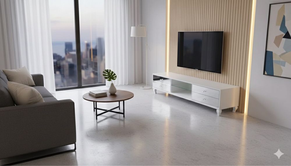 Stolik Rtv lustrzany ze szkła, z lustra, bialy, glamour,  OKAZJA!!!