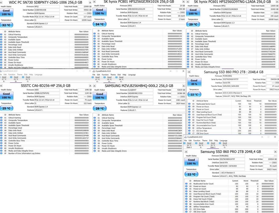 2.5 M.2 NVME SSD диск 250GB 500GB 1TB 2TB Samsung EVO PRO WD Crucial