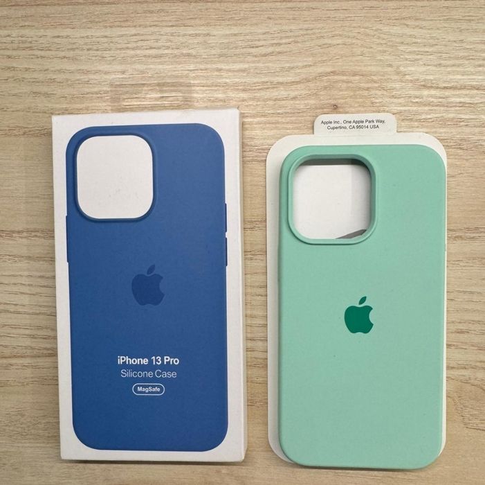 Nowe silikonowe etui case do iPhone 13 Pro z logo zielone miętowe