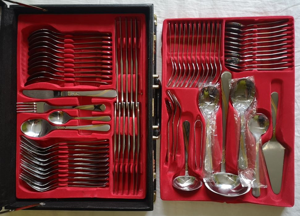 Zestaw sztućców na dla 12 osób - 72 elementy walizka w walizce Unistar
