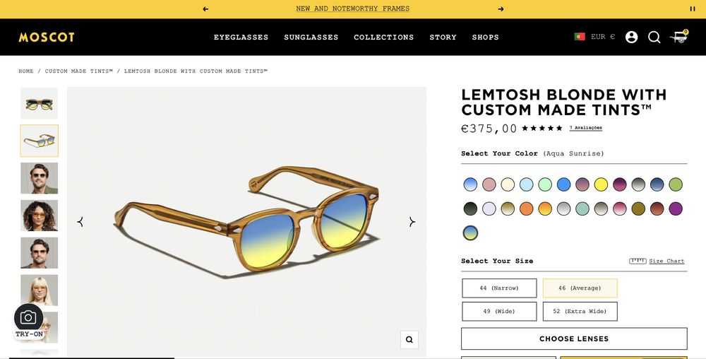 Oculos sol Moscot Lemtosh 46 Aqua Sunrise