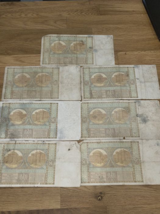 Banknoty 50 zł 1929 stan IV sztuk 7
