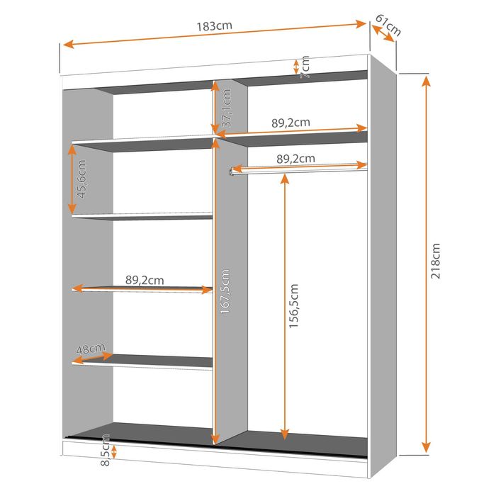 Szafa BELLA 03 180cm - przesuwna z lustrem Idżczak Meble