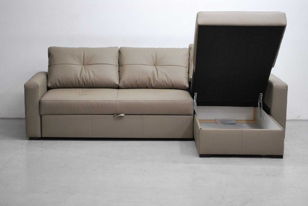 SKÓRA NATURALNA narożnik z funkcją spania pojemnik 4119, rogówka