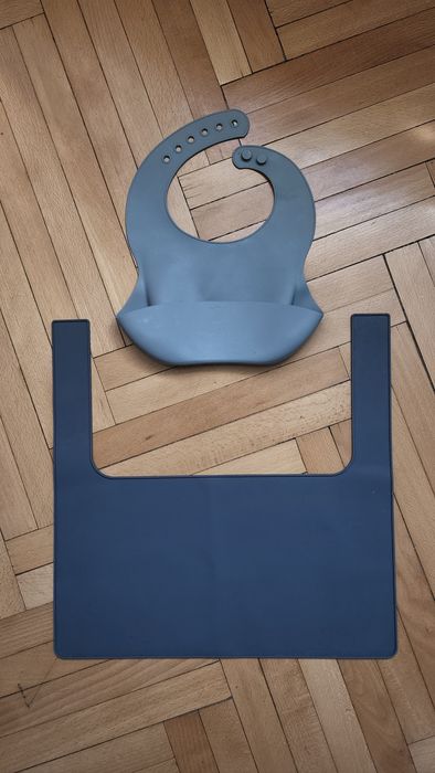 Силіконовий киломок для стільниці Ikea Antilop + нагрудник для годування сірі