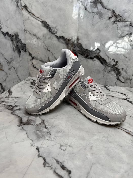 Кросівки Nike Air Max 90 Grey White Red•Найк Аір Макс (сірі), nike air max