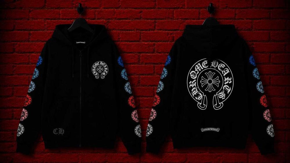 ‼️SALE‼️ Зіп худі Chrome Hearts зіпка хром хартс кофта з капюшоном чорна