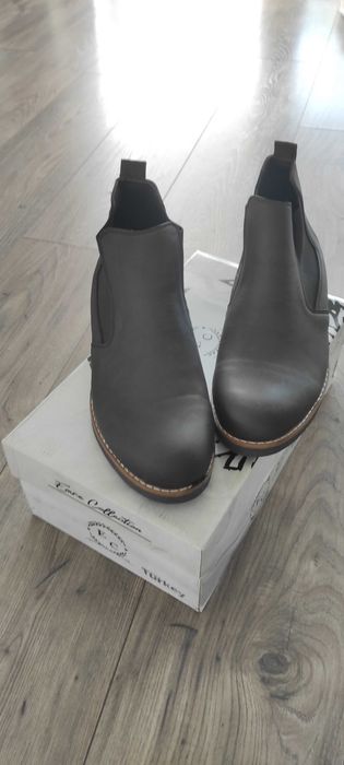 Skórzane buty Sztyblety męskie czarne 41