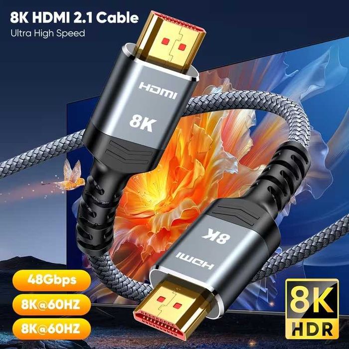 NOVO – Cabo HDMI 2.1 / 8K-60Hz / 4K-120Hz / PS5 - PS4 PRO - XBOX