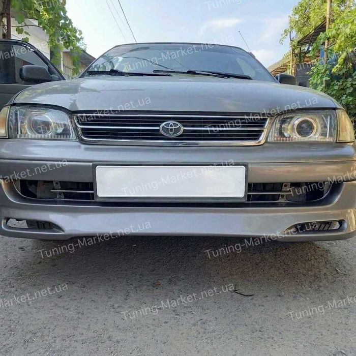 Накладка на передний бампер Toyota Carina E T190, накладки на пороги Тойота Карина Е