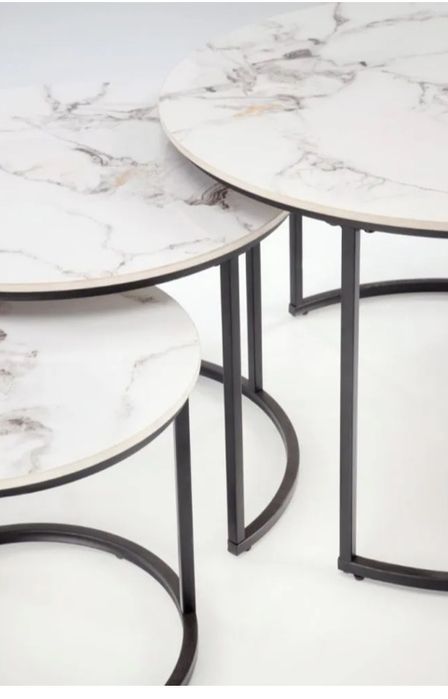 NOWE stoliki okragle ze SPIEKU zestaw marmurowe