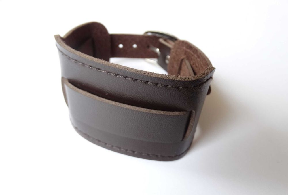 Skórzana bransoletka opaska na nadgarstek brązowa do zegarka vintage