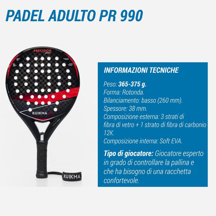 Raquete Padel adulto Kuikma PR990 Precision Soft