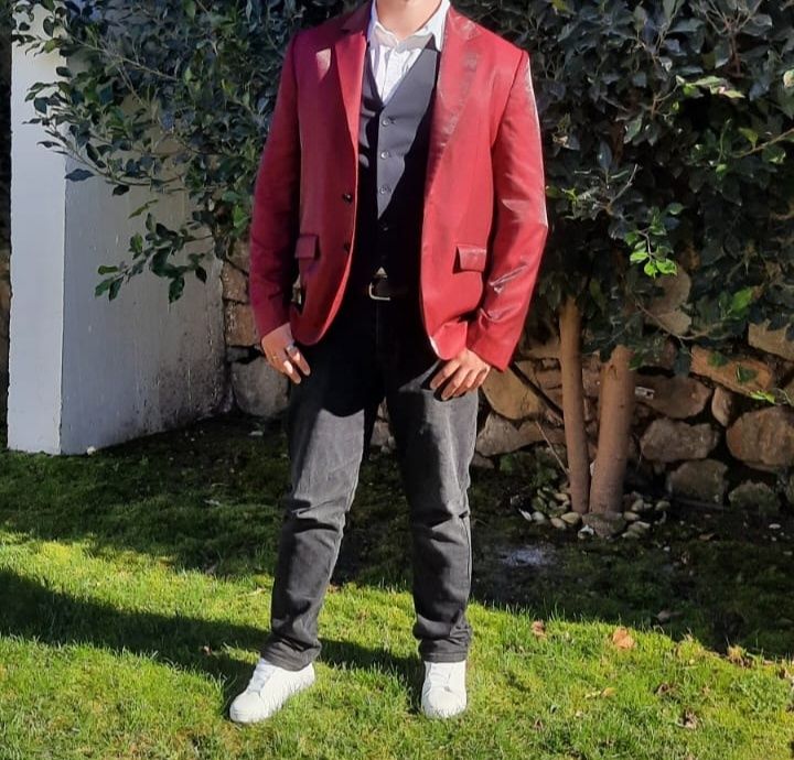 Blazer Zara vermelho escuro aveludado Edição Especial