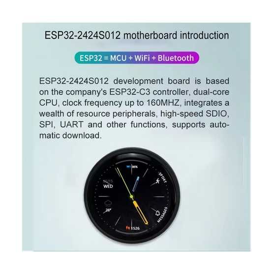 Плата розробки ESP32-C3 з вбудованим круглим сенсорним дисплеєм 1,28"