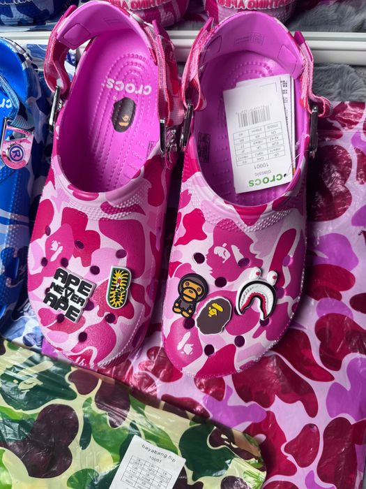 ‼️РОЗПРОДАЖ‼️ Крокси Crocs x BAPE сині зелені рожеві 38-45 Бейп
