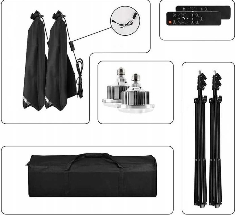 2X LAMPA STUDYJNA Fotograficzna Softbox 50x70cm Oświetlenie | GRATIS