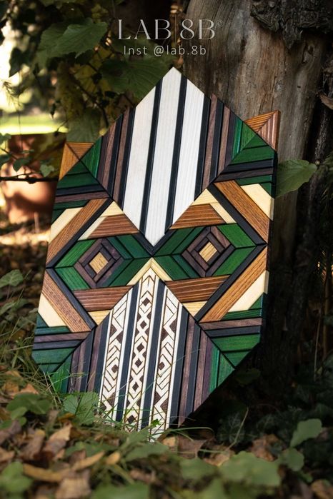 Ręczna mozaika z drewna, Obraz, Dekoracja ścienna, panel, Sowa