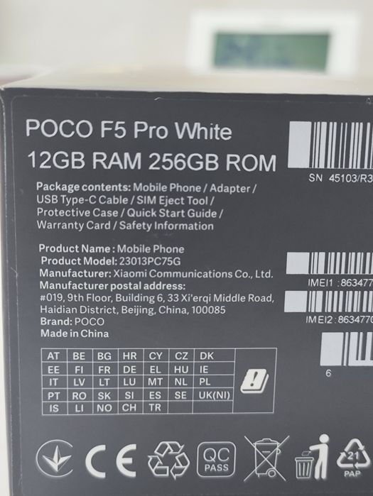 poco f5 pro white 12/256GB amoled 5G