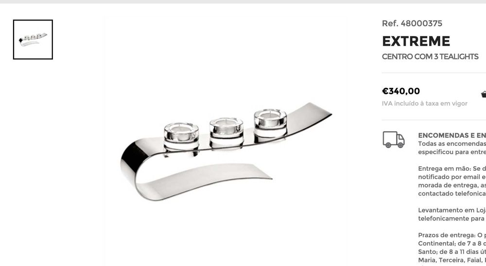 Centro com 3 tealights, modelo Extreme,  Vista Alegre