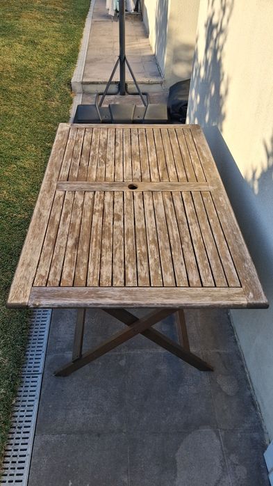 Mesa de madeira de jardim 140x80cm