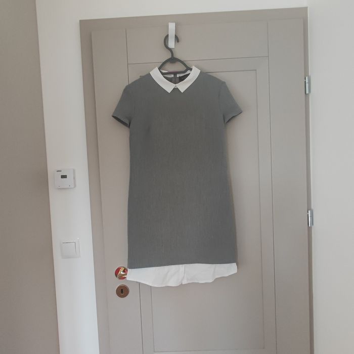 Sukienka szara koszulowa biurowa 34 mohito