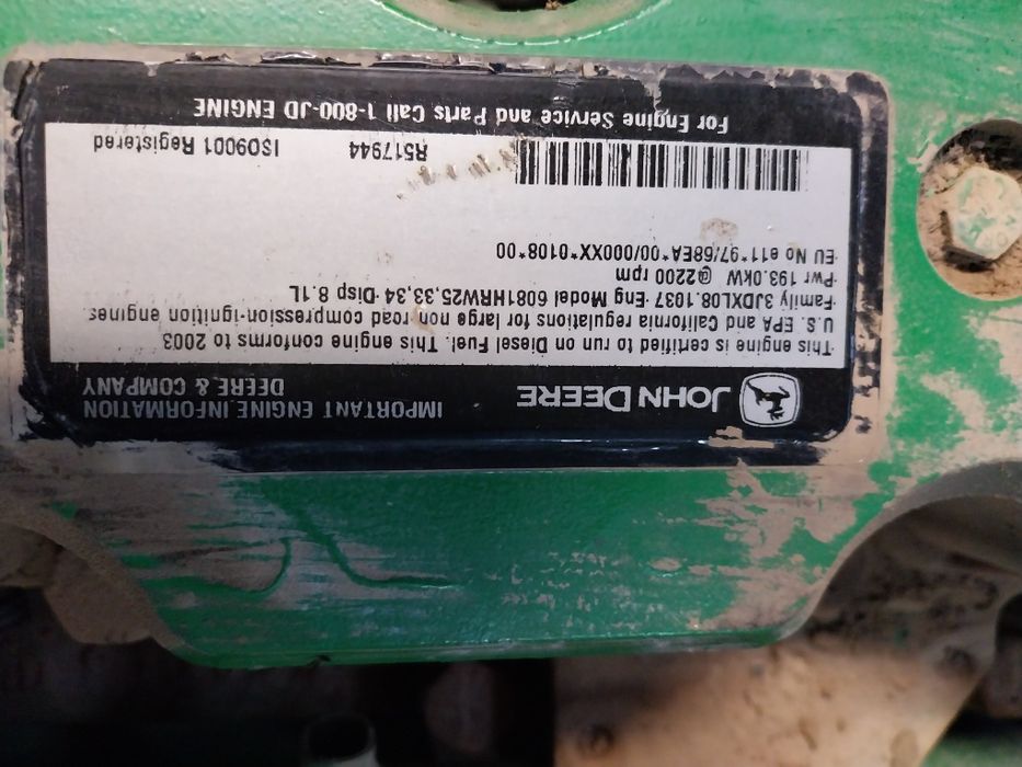Silnik John Deere 6081HRW25 poj. 8.1L