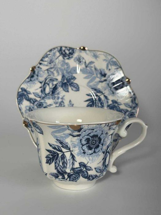 Чайний сервіз із блюдцем 250мл на 6 осіб із фарфору з малюнками 3 види