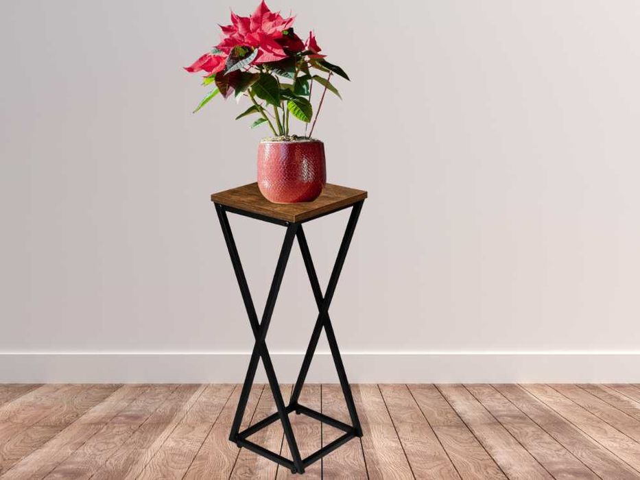 Kwietnik Metalowy Rustykalny Loftowy na Kwiaty Rośliny Dąb 62cm